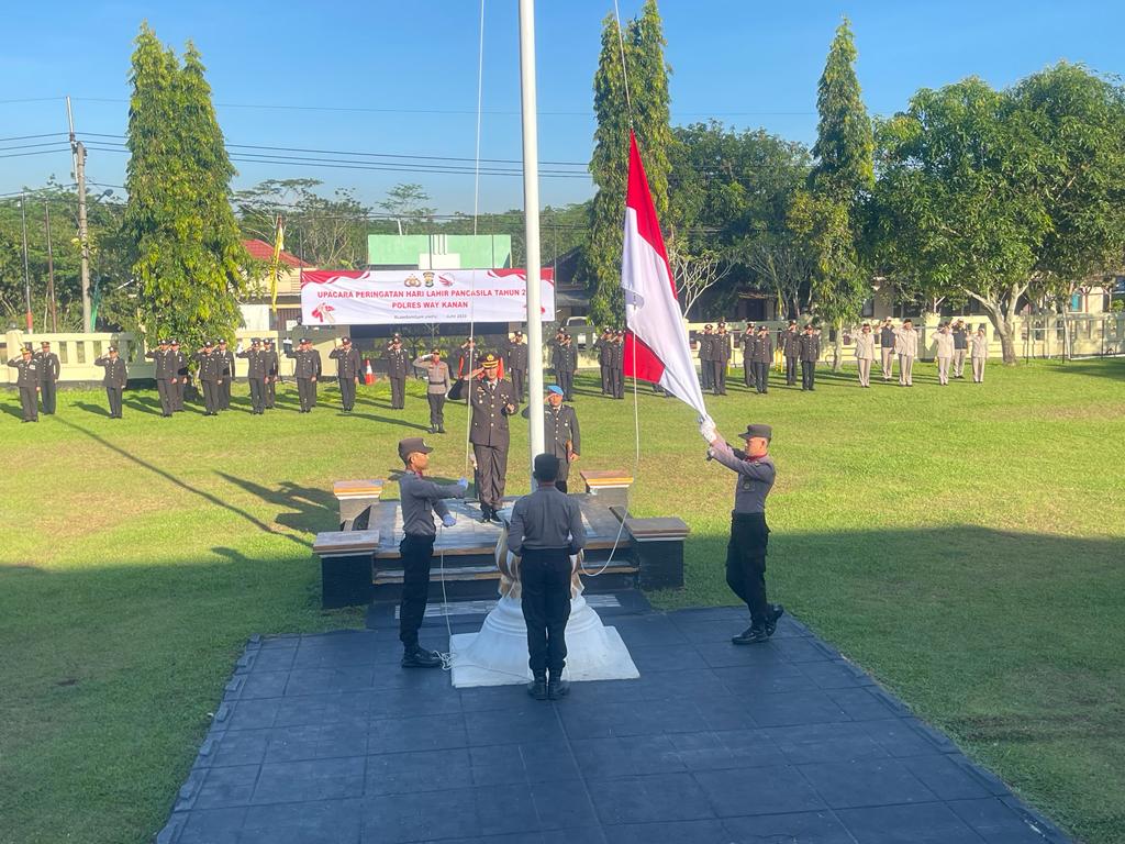 Polres Way Kanan Gelar Upacara Peringatan Hari Lahir Pancasila Tahun