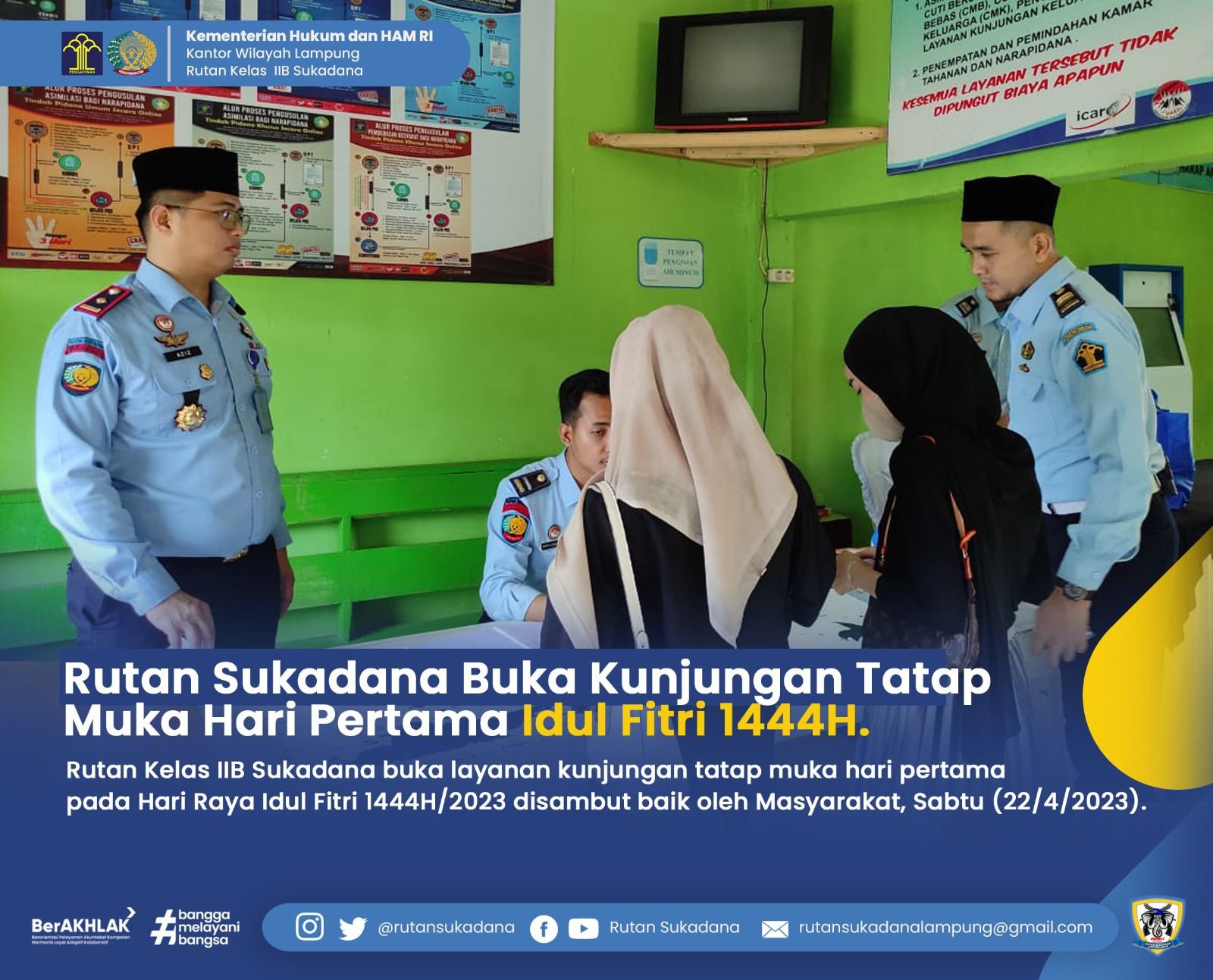 Rutan Kelas IIB Sukadana Kanwil Kemenkumham Membuka Layanan Tatap Muka ...