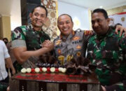 Sambangi Polresta Bandar Lampung oleh Dan Brigif 4, Danlanal Lampung Dan Dandim 0410/KBL Mengucapkan Selamat Hut Bhayangkara Ke-76.
