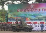 PRAJURIT BRIGIF 4 MARINIR/BS IKUTI UPACARA HUT TNI KE 77 TH.2022 PROV. LAMPUNG