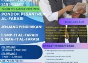 PPSB ( PANITIA PENERIMAAN SANTRI BARU) TAHUN PELAJARAN  2023 – 2024,  PONDOK PESANTREN AL-FARABI