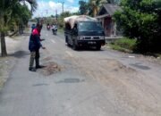 Baru 4 Bulan Selesai, Jalan di Way Panji Lampung Selatan Rusak Parah