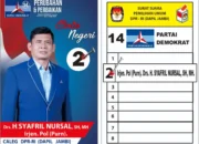 Dengan bangga kami memperkenalkan Drs. H. Syafril Nursal, SH, MH, sebagai calon legislatif DPR RI dari daerah pemilihan Jambi, mewakili Partai Demokrat.