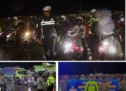 Polres Lampung Selatan Lakukan Pengawalan Motor Pemudik dari Pelabuhan Bakauheni di Malam Hari