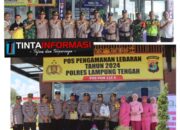 Bentuk Kepedulian Pimpinan, Kapolres Lampung Tengah Bersama Ketua Bhayangkari Kunjugi Pospam Ops Ketupat Beri Bingkisan