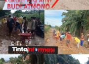 Kepala Desa Karang Anyar Gotong-royong Bersama Warga Perbaiki Jalan Rusak