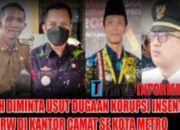 APH Diminta Usut Dugaan Korupsi Insentif RT RW Kota Metro.
