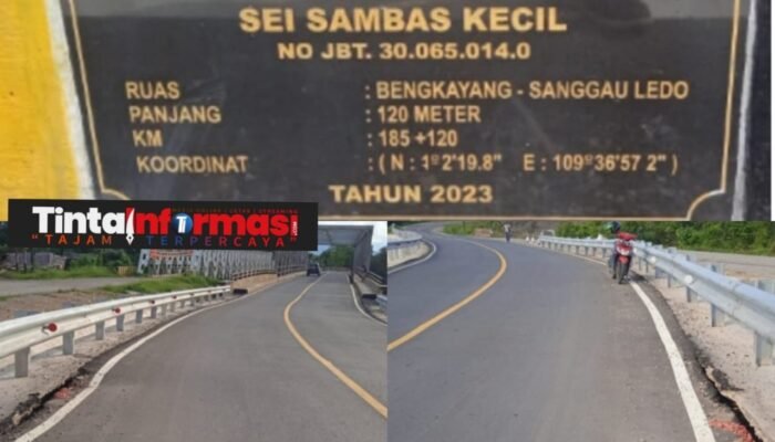 Diduga Jalan Mega Proyek Jembatan Sei Sambas Kecamatan Ledo (Bergelombang & Berlobang)