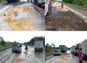 Informasi Kecelakaan Truk Tangki Fuso Dengan Truk Isuzu Elf di Ruas Jalan Tol Bakauheni – Terbanggi Besar