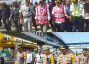 Wakapolda Lampung dampingi Menteri Perhubungan RI dan Kakorlantas Polri, Tinjau Arus Balik Lebaran 2023, di Pelabuhan Bakauheni