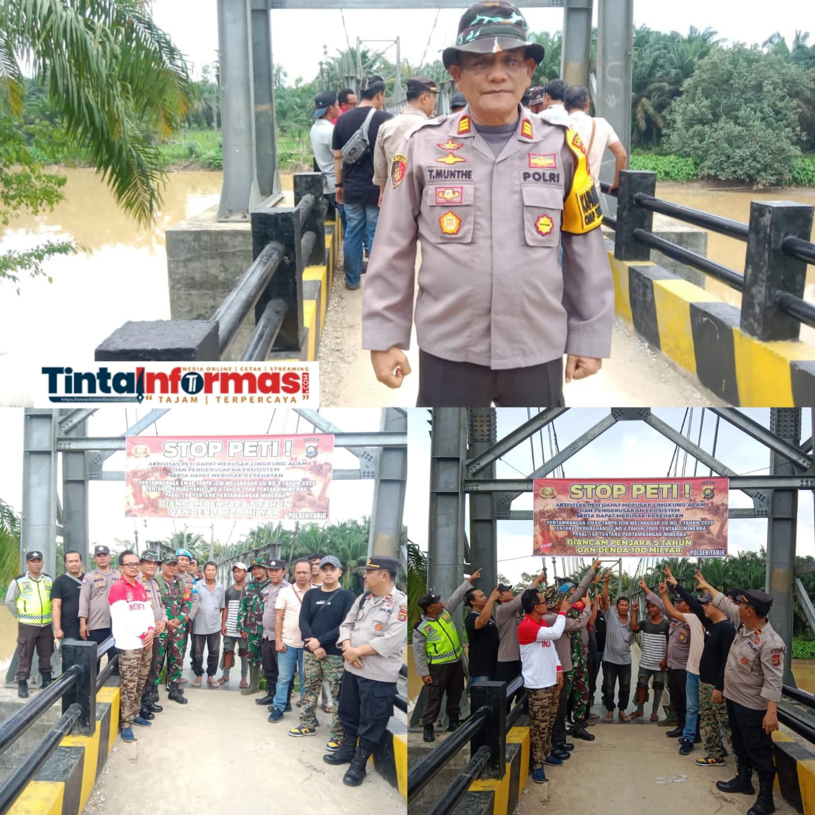 Polsek Tabir (AKP Munthe.S.H.M.H) Dan Anggota Danramil Rantau Panjang Tabir Mengecam Keras Ada Nya Giat PETI Di Sawah cetak Di Dam Sesah Kelurahan Kampung Baruh