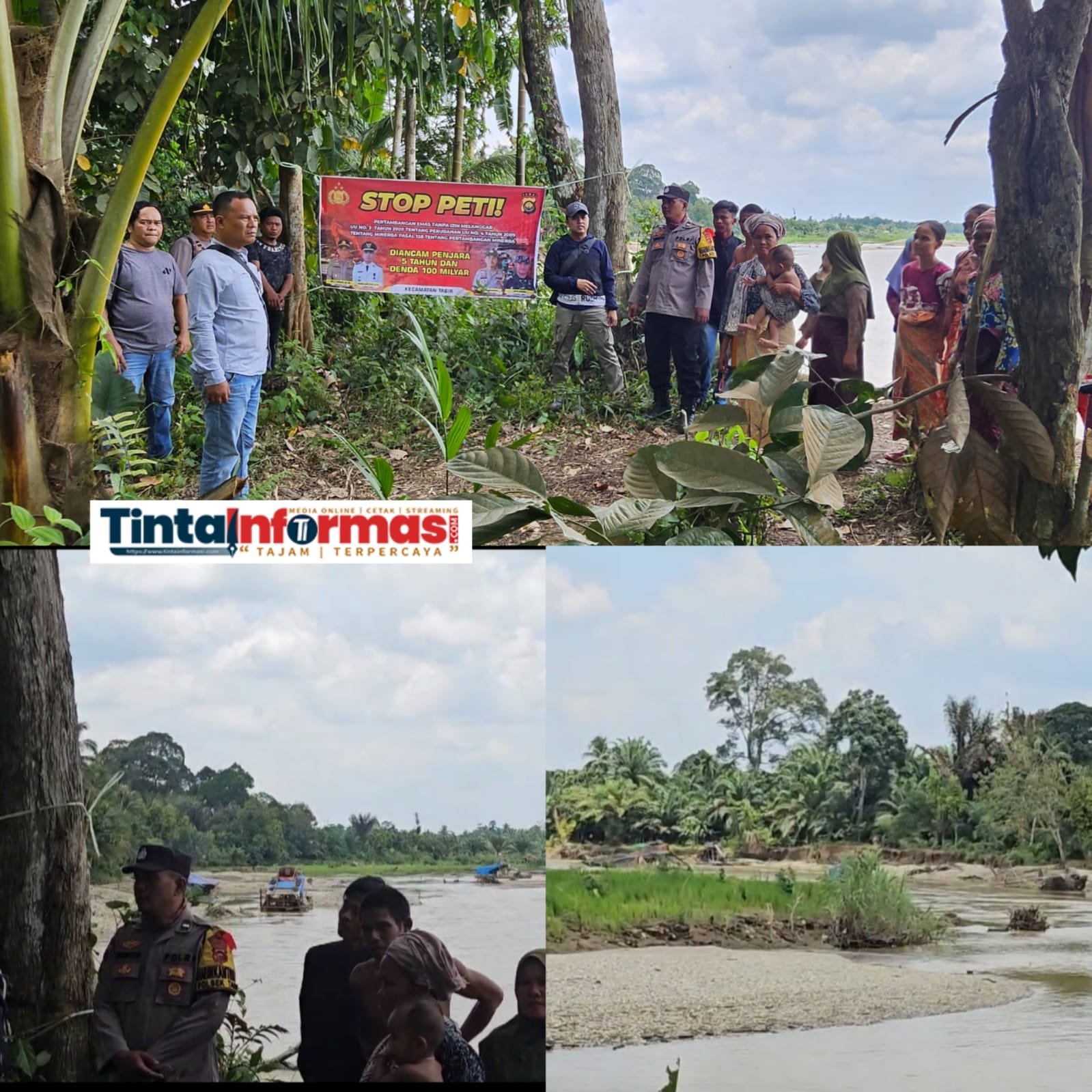 Polsek Tabir Kabupaten Merangin Jambi Pasang Spanduk Larangan Aktivitas Tambang Emas Ilegal