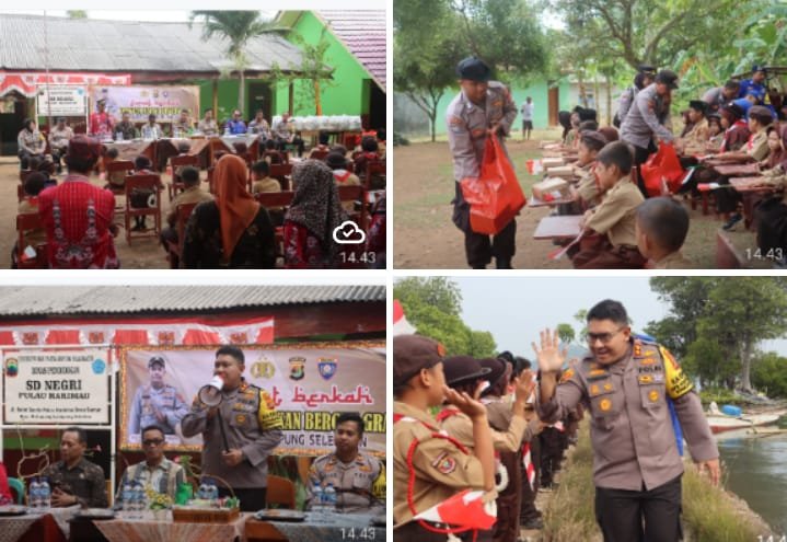 Polisi Bagikan Makanan Bergizi di SD terpencil Pulau Rimau Ketapang