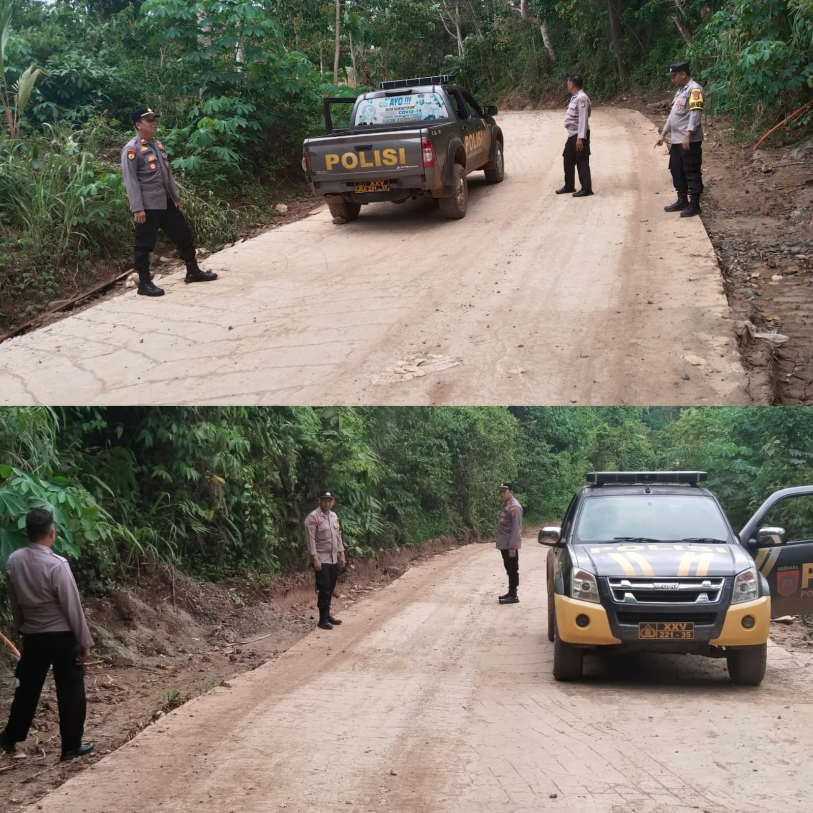 Kapolsek Wonosobo Tinjau Kondisi Jalan Blok Reg 39 BNS Tanggamus Menuju Lampung Barat