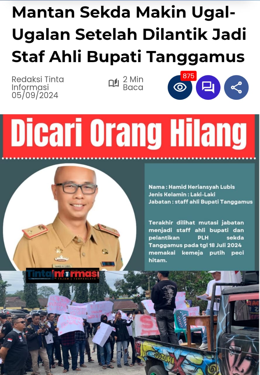 Sempat Diberitakan Orang Hilang, Kini Staf Ahli Bupati Tanggamus Undur Diri