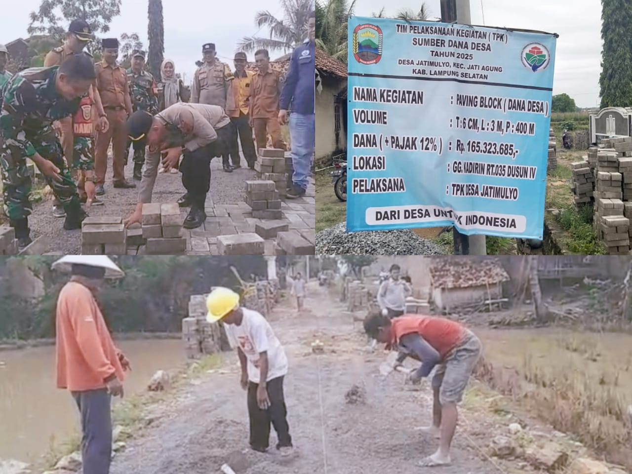 Mamfaatkan Anggaran Dana Desa TA-2025 Pemerintah Desa Jatimulyo Bangun Peningkatan Jalan Paving Blok