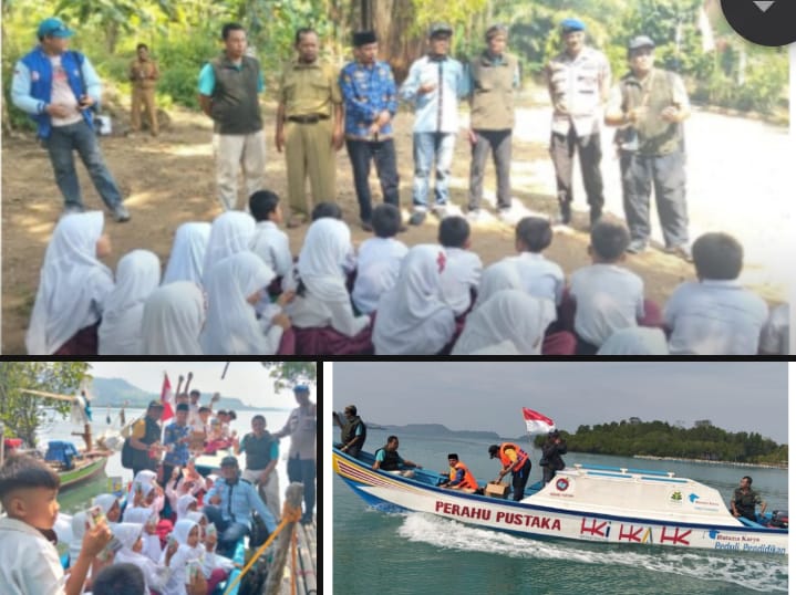 Camat Ketapang Lamsel Dampingi Pendistribusian Bantuan Al-Qur’an dan Buku Bacaan Ke Pulau Rimau Balak