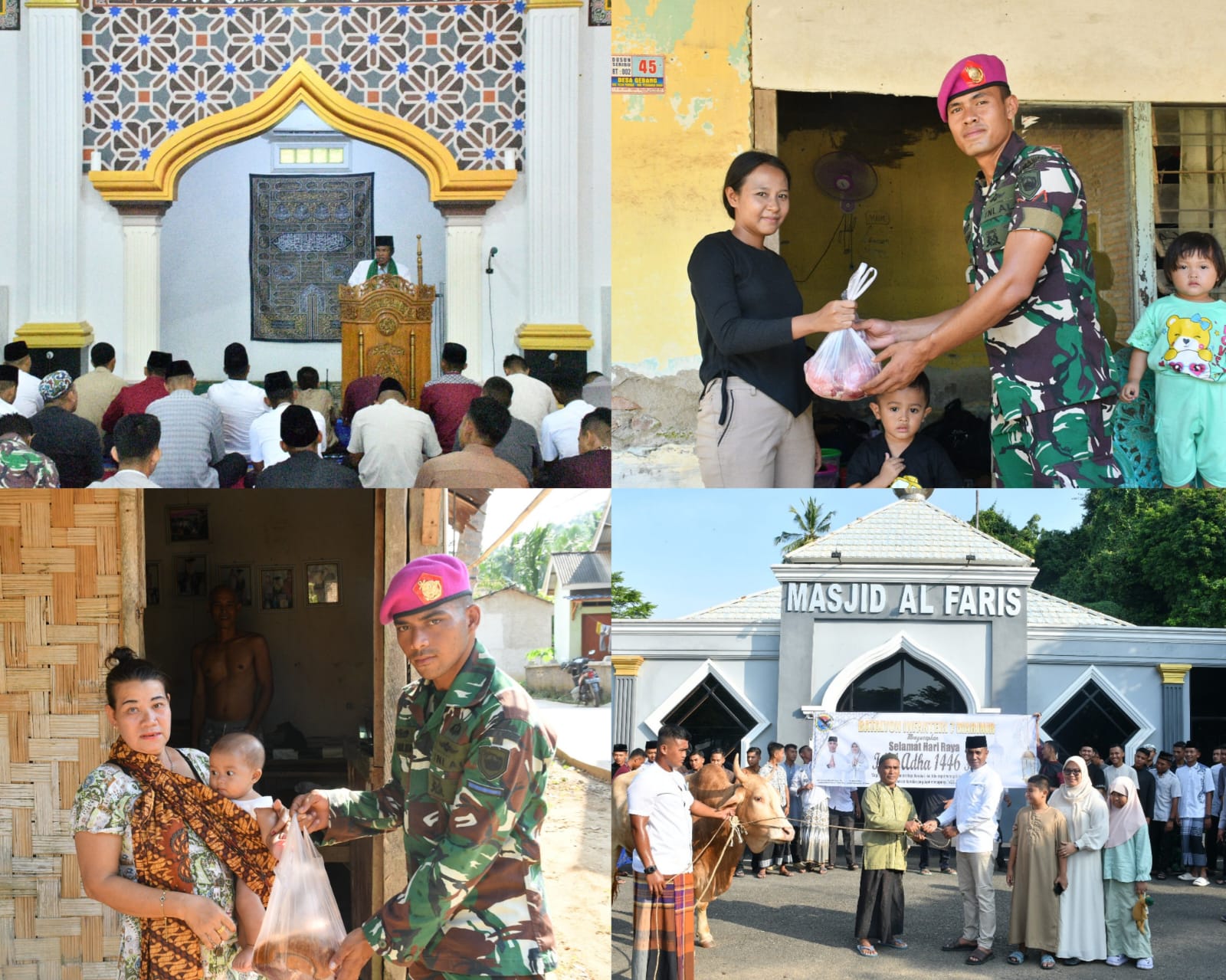 Usai Sholat Idul Adha 1446H, Prajurit Yonif 7 Marinir Laksanakan Pemotongan Hewan Qurban