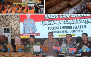 Polres Lampung Selatan Ungkap 24 Kasus Narkoba, periode April – Juni 2025, Sita Lebih dari 396 Kg Sabu dan Ganja