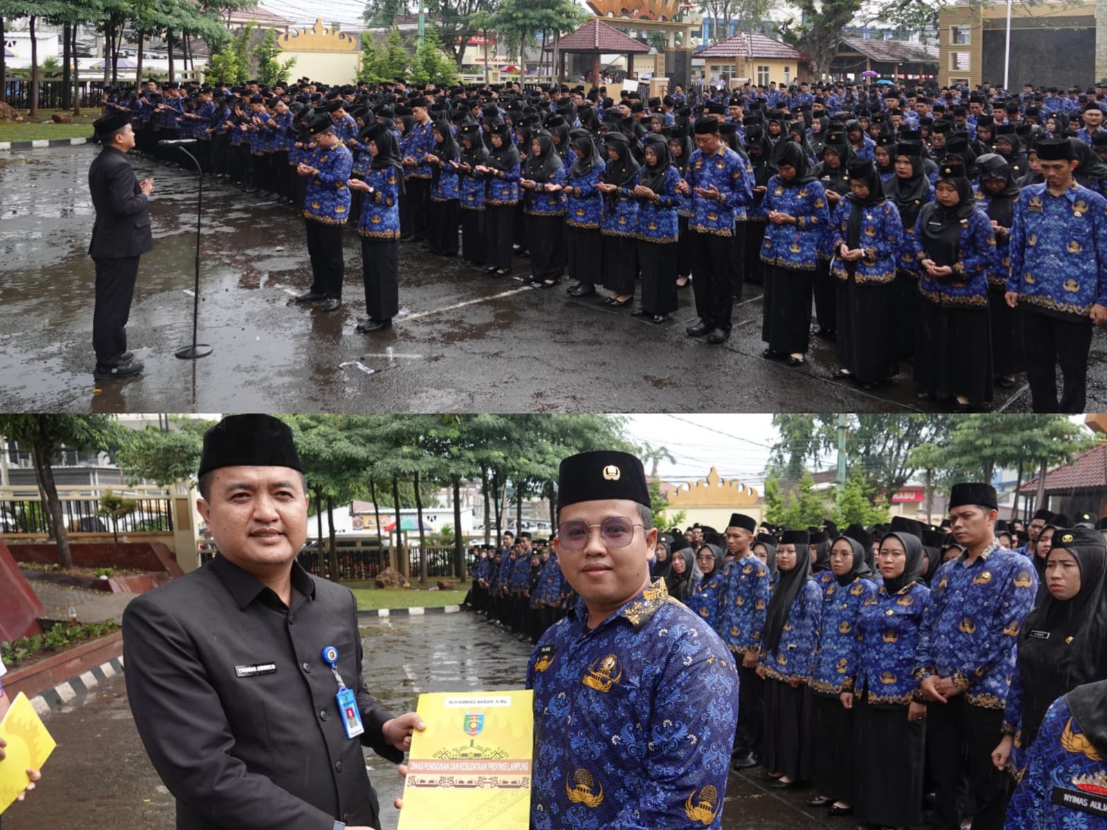 Diguyur Hujan Deras, Disdikbud Lampung Lantik 2.514 Guru Honorer Jadi PPPK