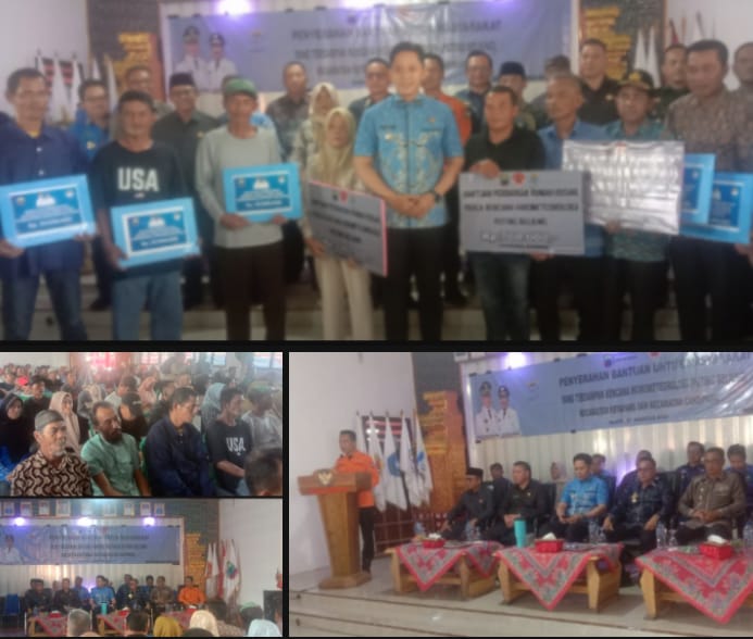 Bupati Lamsel Serahkan Bantuan Secara Simbolis Kepada Korban Bencana Angin Puting Beliung Yang Melanda Kecamatan Ketapang