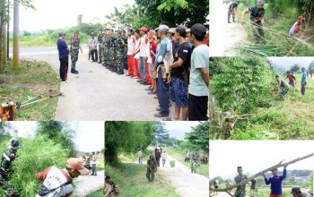 Gotong Royong Prajurit Yonif 9 Marinir Bersama Masyarakat Guna Memperat Kebersamaan Untuk Mewujudkan Lingkungan Bersih Dan Sehat