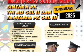 Telah di Buka Pendaftaran Bintara PK TNI AD Gel II dan Tamtama PK Gel III Tahun 2025