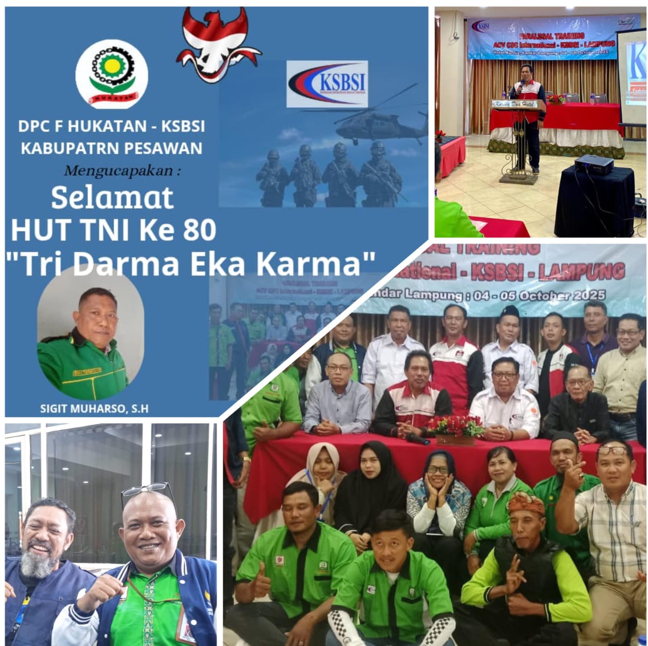 Pelatihan Paralegal KSBSI Diselenggarakan di Lampung, Sekaligus Ucapkan Selamat HUT TNI ke-80