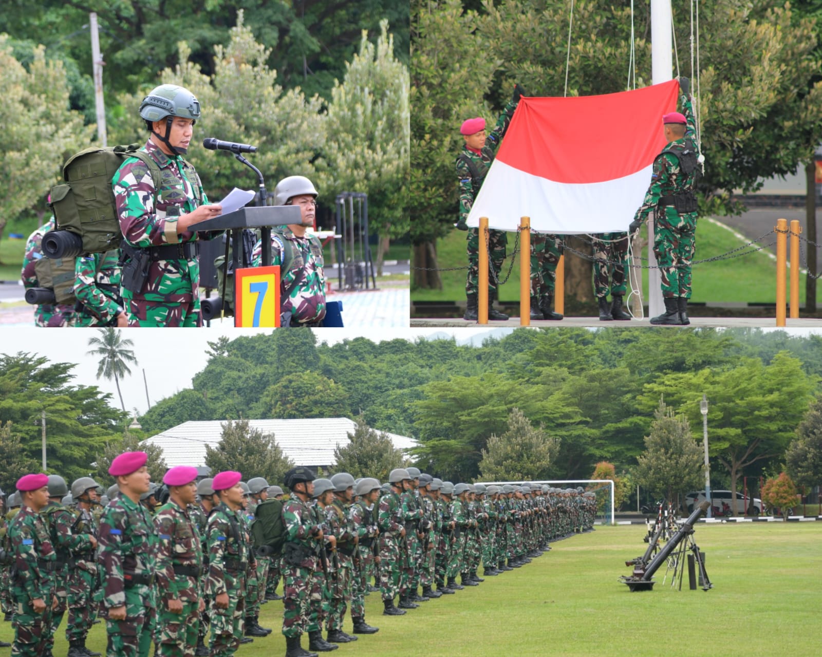 Yonif 7 Marinir Laksanakan Upacara Bendera dan Apel Organik