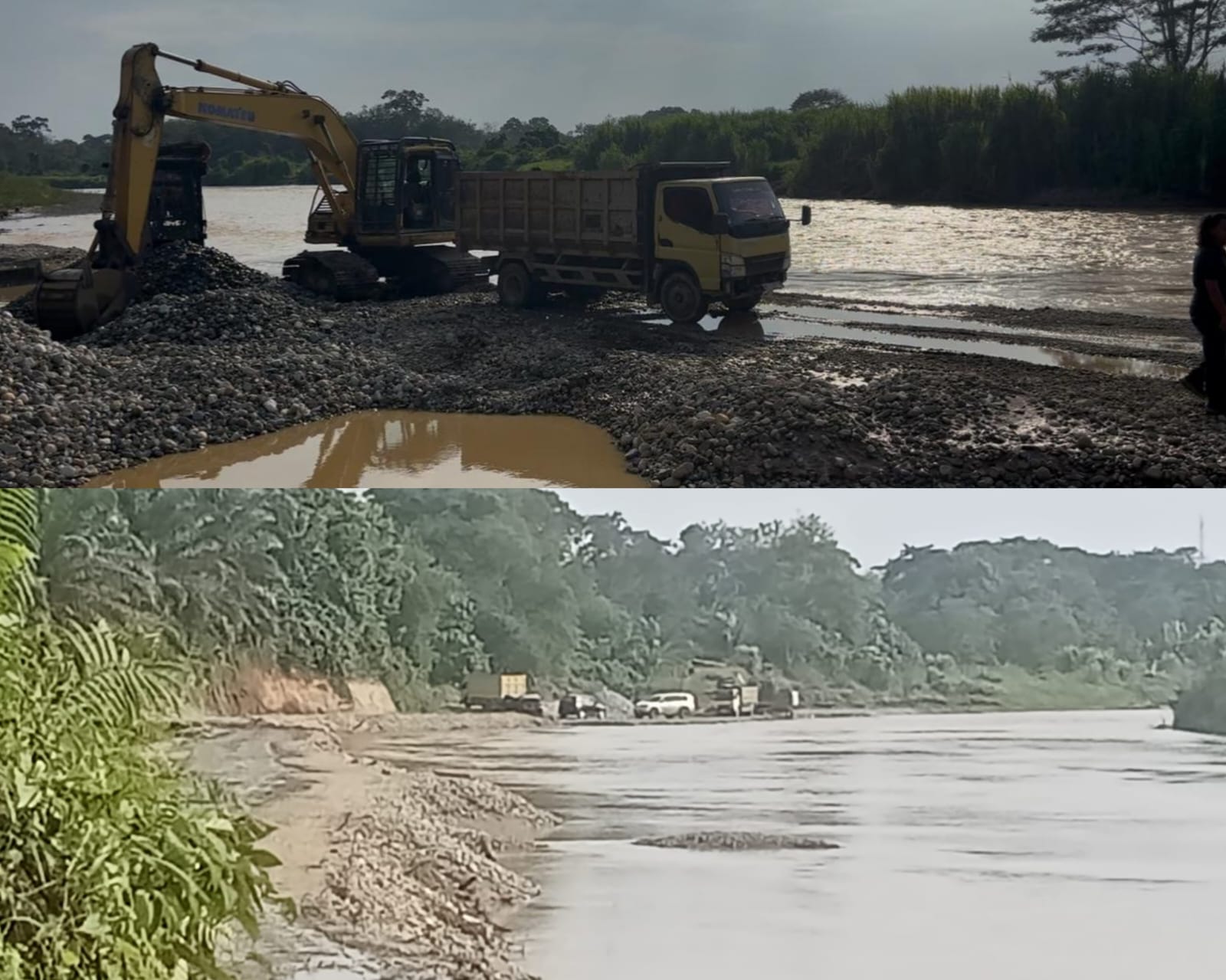 Razia Gabungan Tim Polres Merangin Dan Tim Intel Kodim 0420 Sarko Berhasil Mengamankan Satu Excavator Dan Dua Pekerja Tambang Ilegal