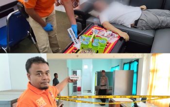 Inafis Sat Reskrim Polres Tanggamus Lakukan Olah TKP Temuan Mayat di Kantor Dinas DPMPTSP