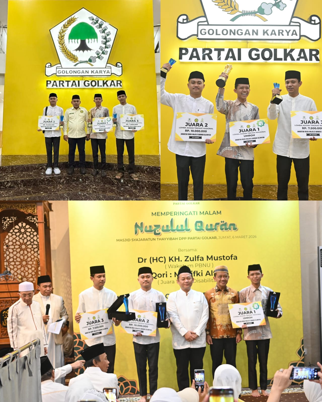 Putra Lampung, Pemenang Lomba Adzan Tingkat Nasional Perebutkan Piala Bergilir DPP Partai Golkar