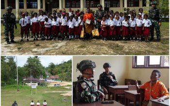 Satgas Pamtas RI–PNG Mobile Gobang VII Yonif 9 Marinir Angkatan Laut Berikan Penyuluhan Wawasan Kebangsaan dan Pelatihan PBB Kepada Pelajar di Maybrat