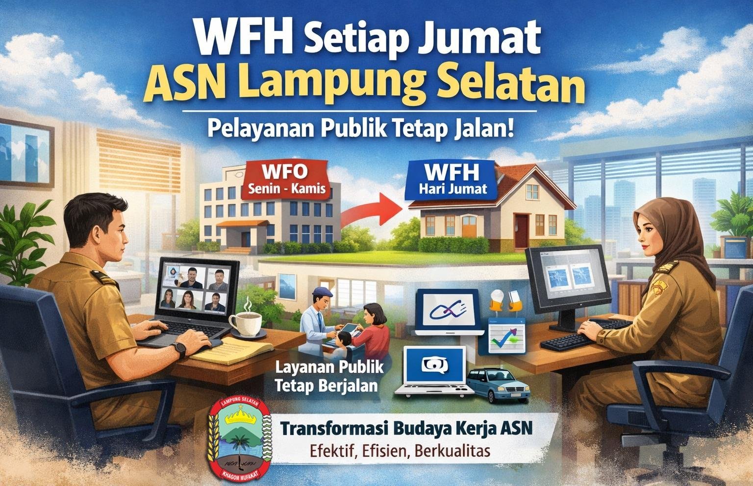 Mulai Besok, ASN Lampung Selatan WFH Tiap Jumat, Pemkab Pastikan Pelayanan Publik Tetap Jalan, Ini Skemanya!