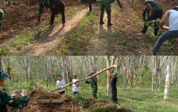 Satgas TMMD Kodim 0402/OKI Bersama Warga Gotong Royong Buka Akses Jalan Desa