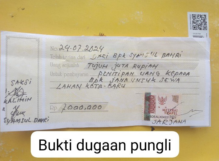 Diduga Satgas Kota Baru Melakukan Transaksi Sewa dan Penggarapan Lahan Kota Baru secara Ilegal