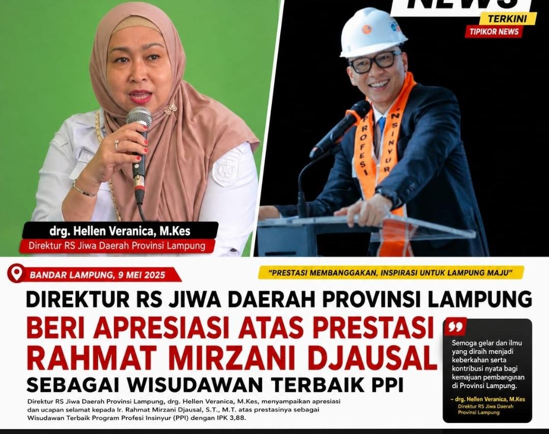 Direktur RS Jiwa Daerah Provinsi Lampung Beri Apresiasi atas Prestasi Rahmat Mirzani Djausal Sebagai Wisudawan Terbaik PPI