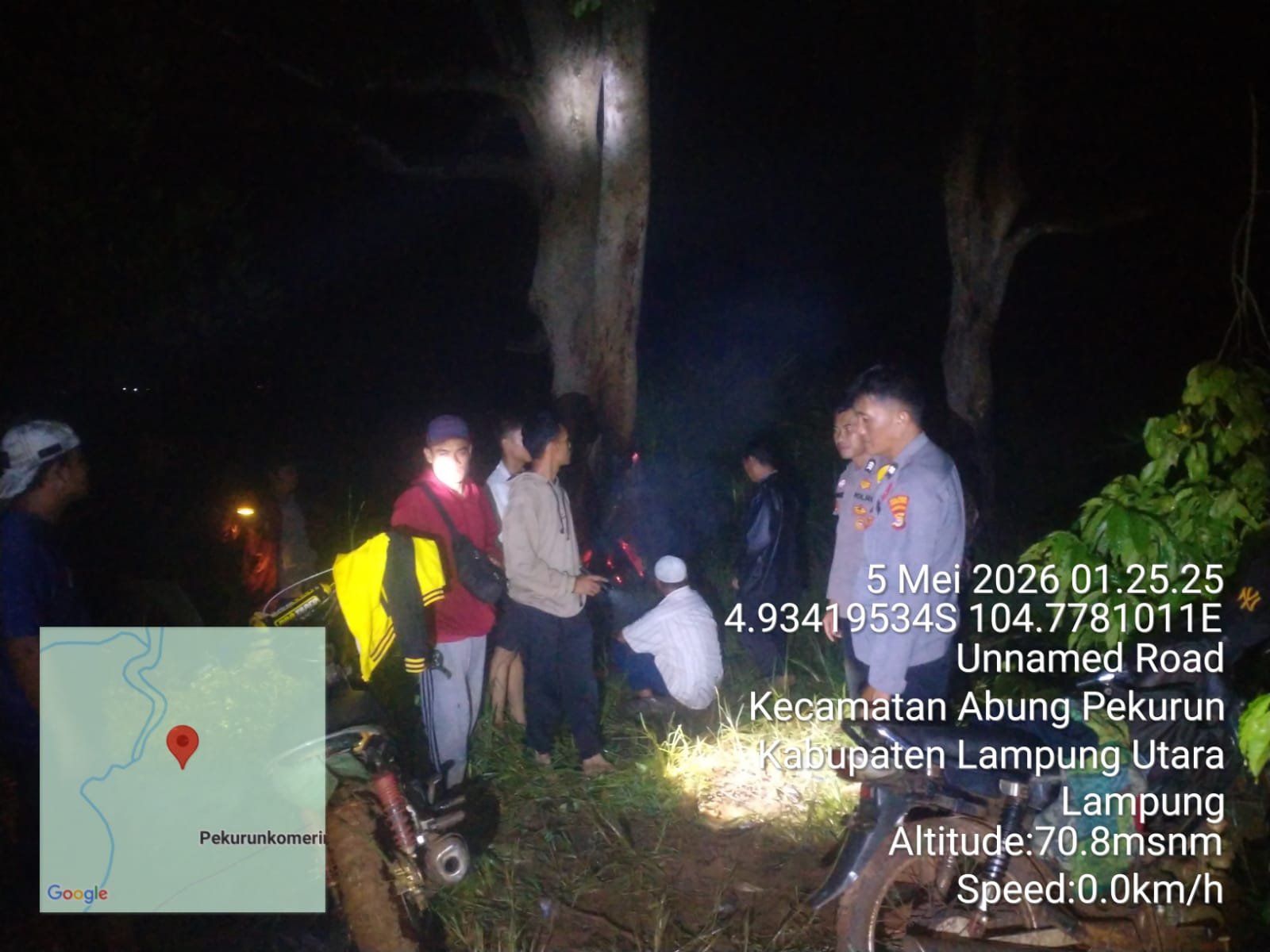 Mancing Malam di Bendungan Way Rarem, Warga Abung Barat Diduga Tenggelam, Motor & Pisau Tertinggal di Tepi Sungai
