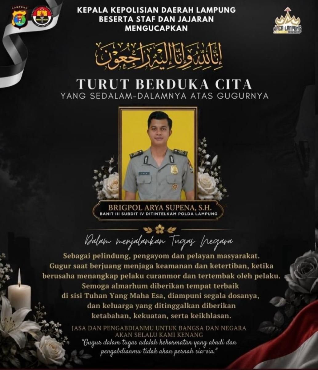 “Gugur Dalam Tugas, Brigadir Arya Supena Ditembak Pelaku Curanmor”