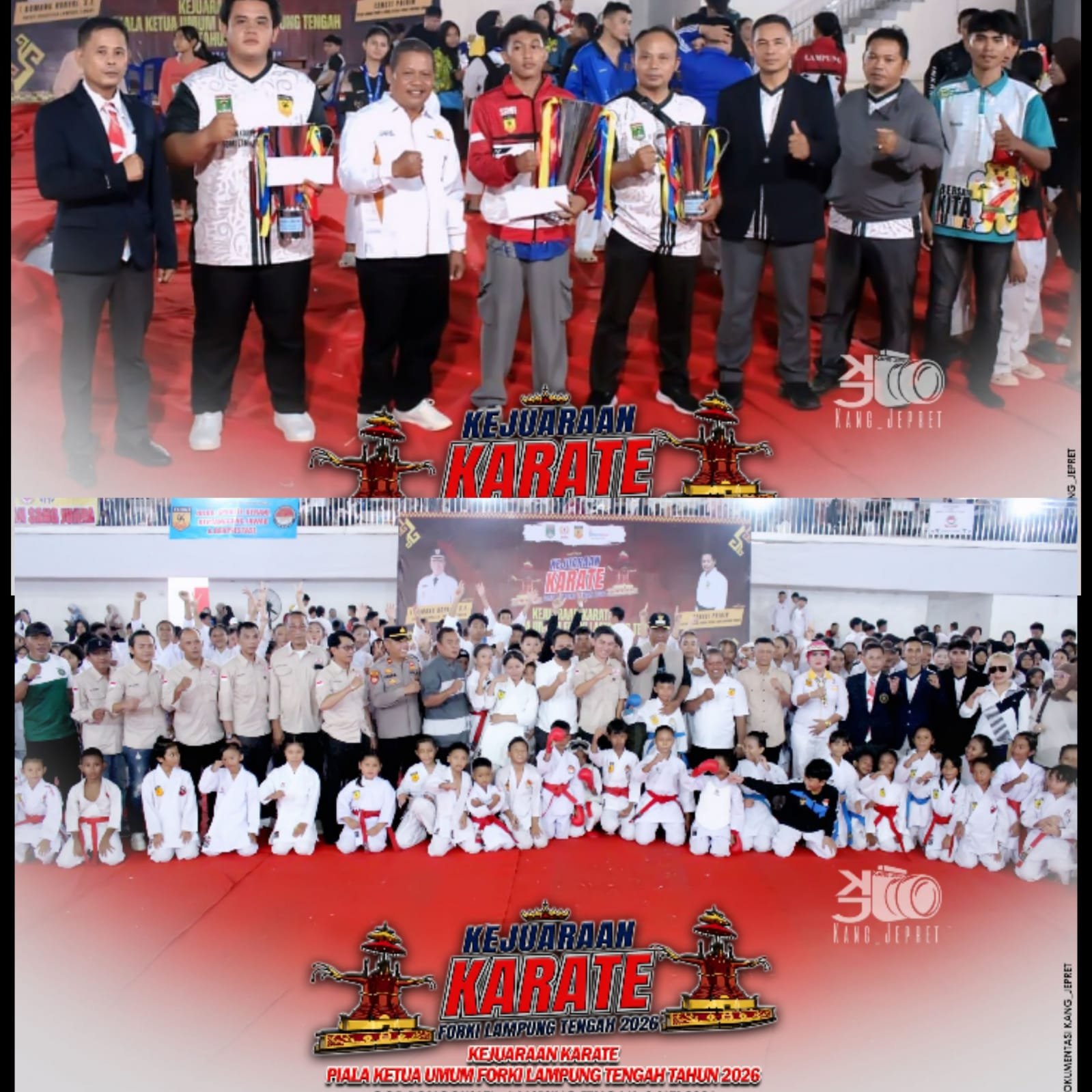 Tim Shokaido Sabet Emas Juara Umum 1 Dalam Open Turnamen Karate Piala Ketua FORKI LAMTENG