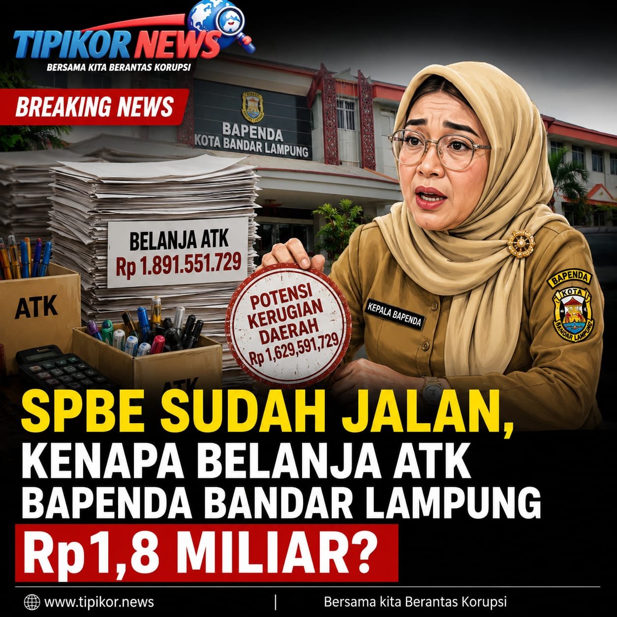 SPBE Sudah Jalan, Kenapa Belanja ATK Bapenda Bandar Lampung Rp1,8 Miliar?