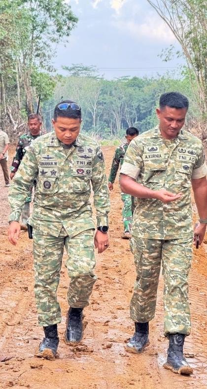 TMMD Ke-128 Kodim 0402/OKI Tinjau Progres Sasaran Fisik Di Desa Pematang Sukatani