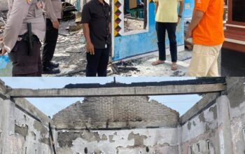 Polsek Wonosobo dan Inafis Polres Tanggamus Lakukan Olah TKP Kebakaran Kantor Pekon Sridadi