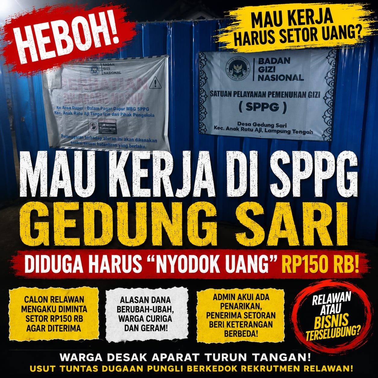Diduga Ada “Uang Masuk” Relawan! SPPG Gedung Sari Lampung Tengah Memanas