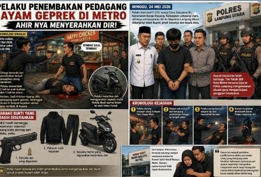 Pelaku Penembakan Pedagang Ayam Geprek di Metro Akhirnya Menyerahkan Diri