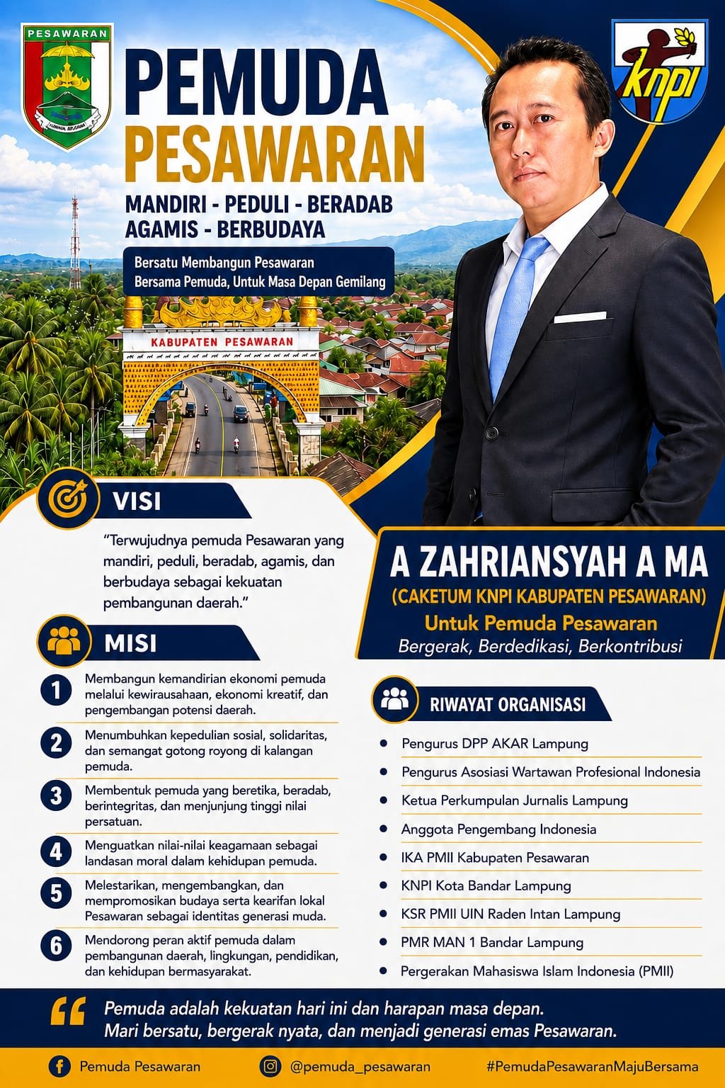 A Zahriansyah A Ma Bawa Semangat Pemuda Berbudaya untuk Masa Depan Pesawaran
