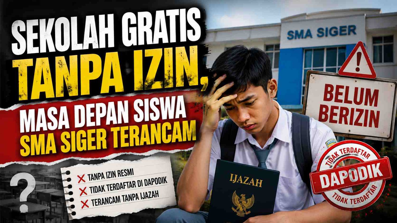 Sekolah Gratis Tanpa Izin, Masa Depan Siswa SMA Siger Terancam
