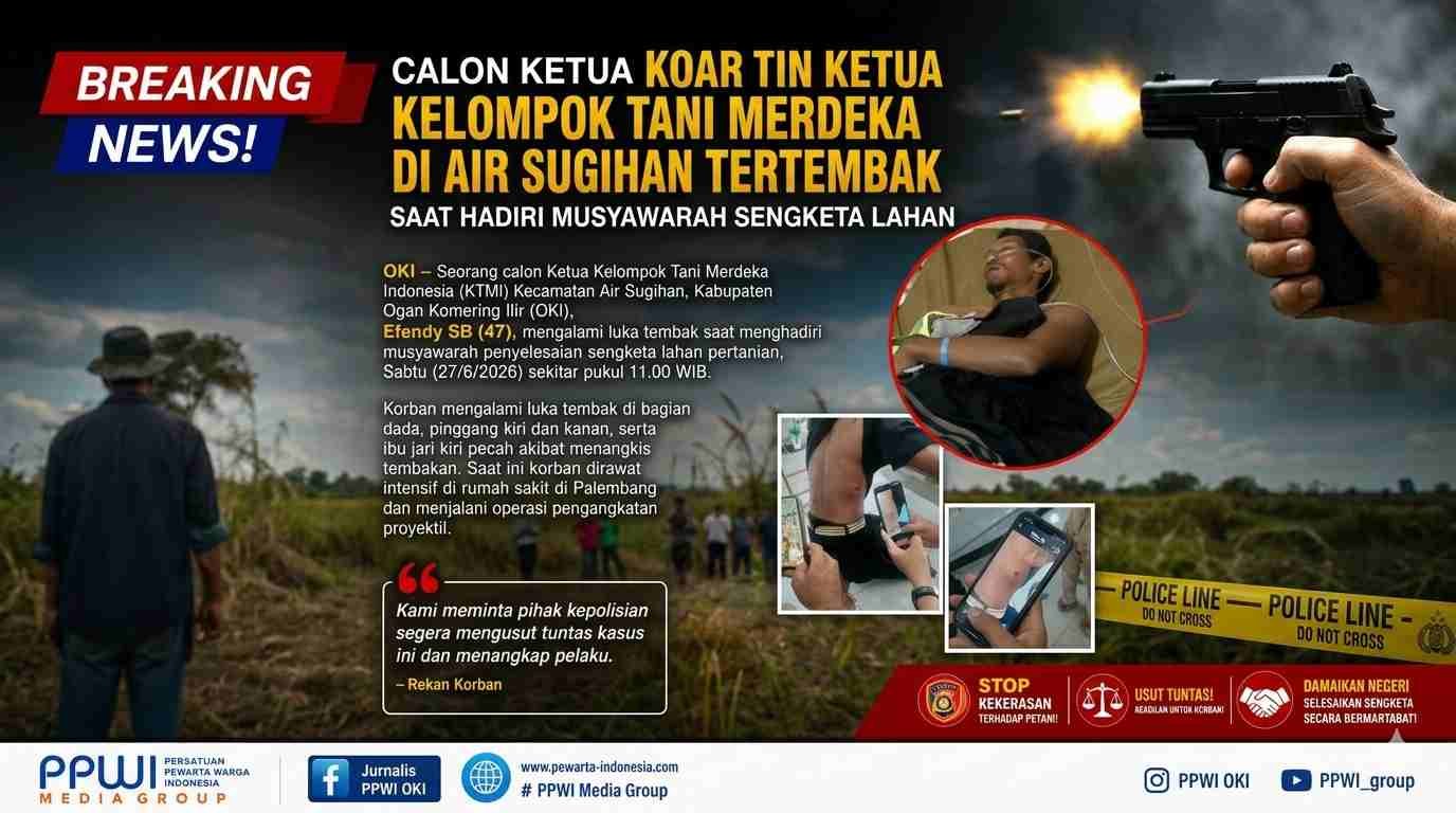 Calon Ketua KTMI OKI Ditembak Saat Mediasi Sengketa Lahan di Air Sugihan