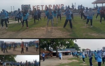 Kecamatan Ketapang Lamsel Lakukan Senam Oke Gass Bersama di Pantai Sunrice