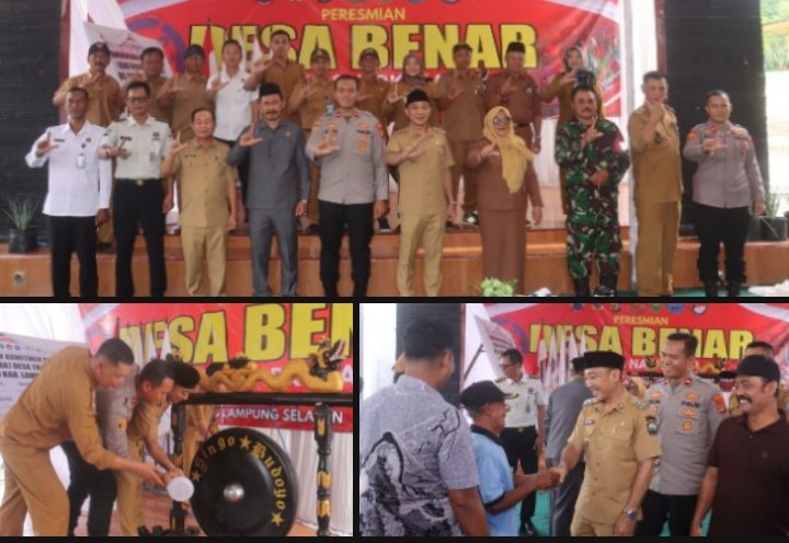 Peringatan Hari Bhayangkara ke-80 Polres Lamsel Resmikan Desa Trimomukti desa BENAR (Bebas Narkoba )